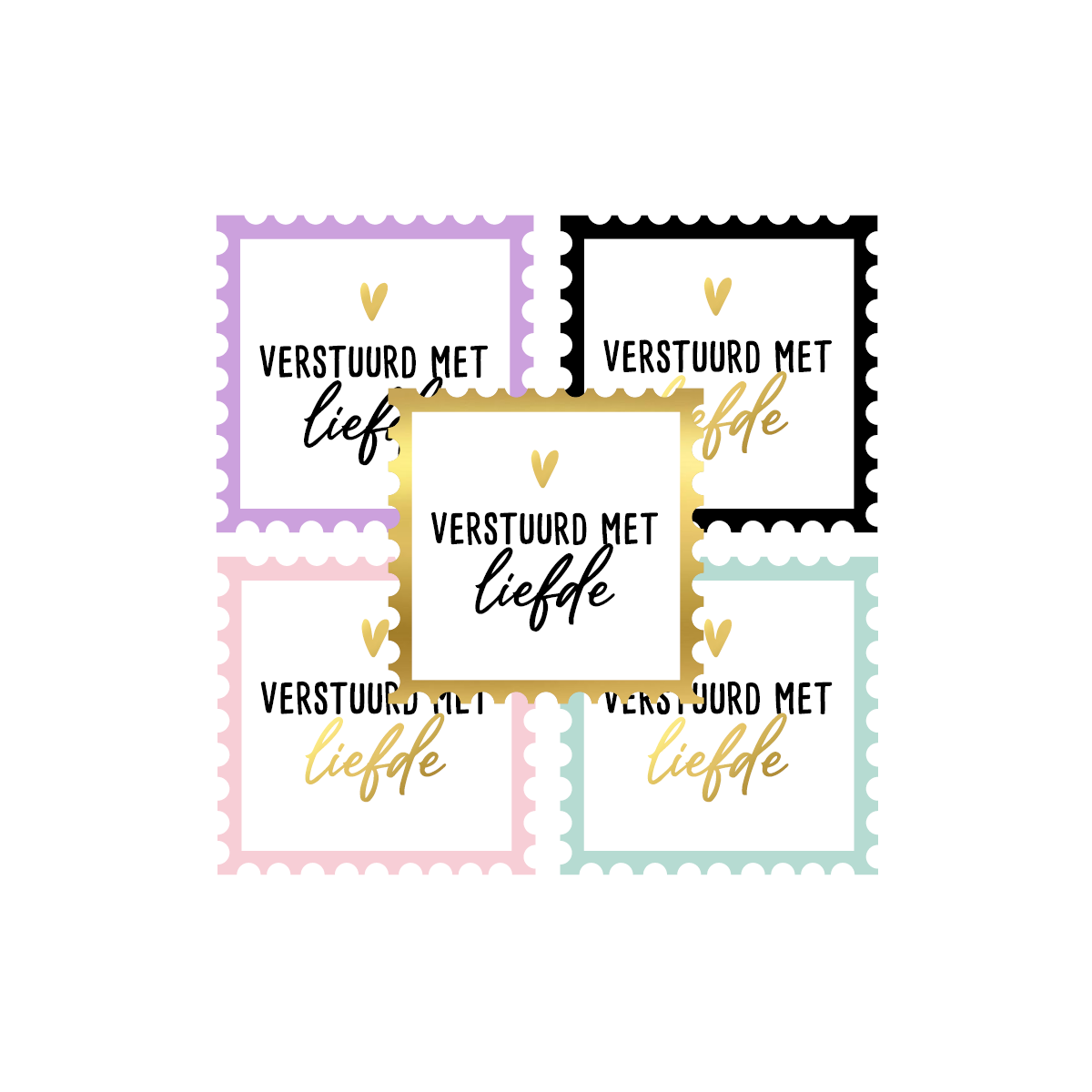 sticker postzegel verstuurd liefde