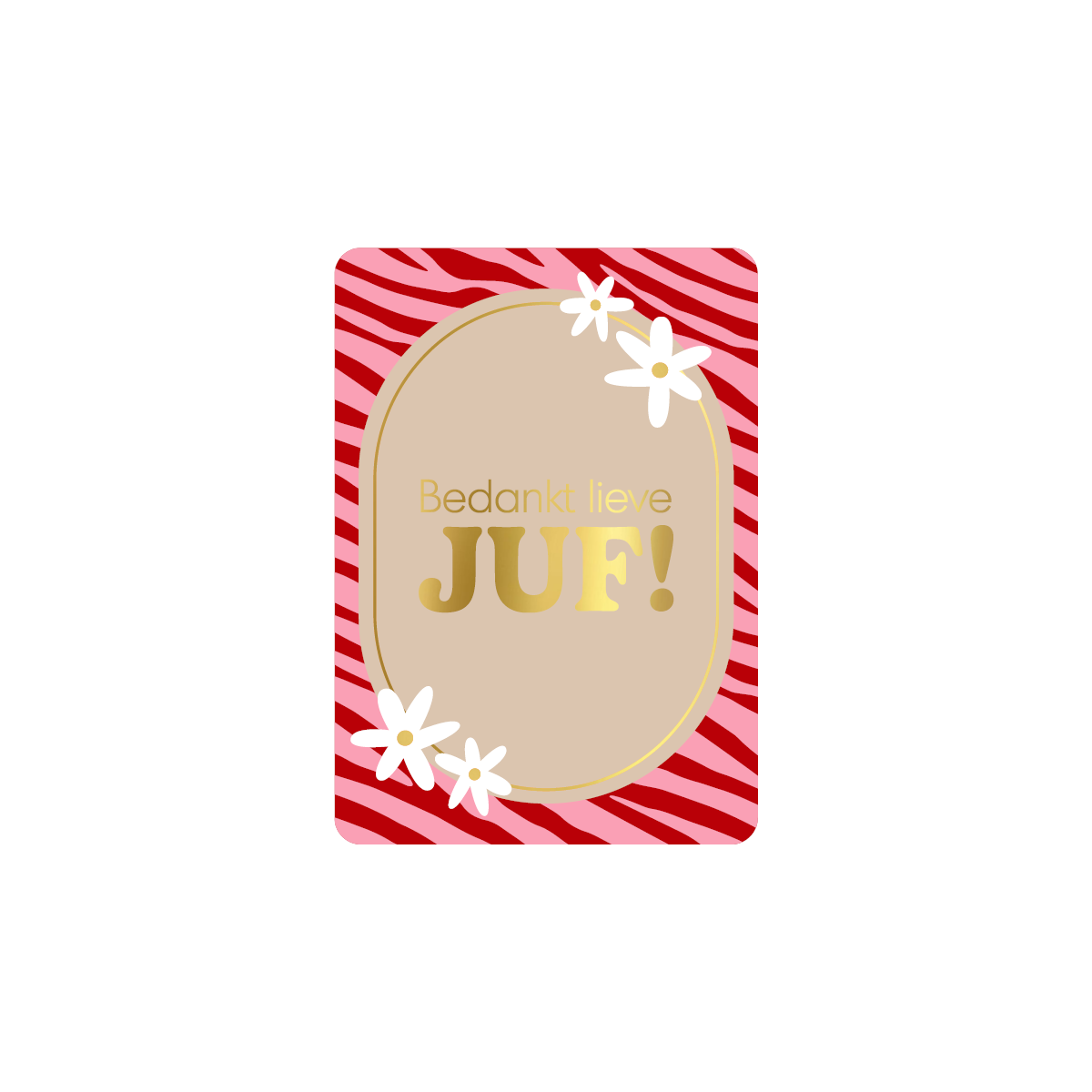 kaart juf roze streepjes