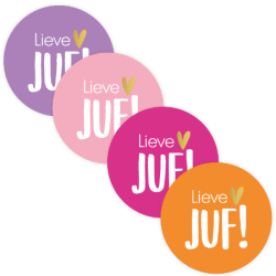 stickermix lieve juf oranje roze lila