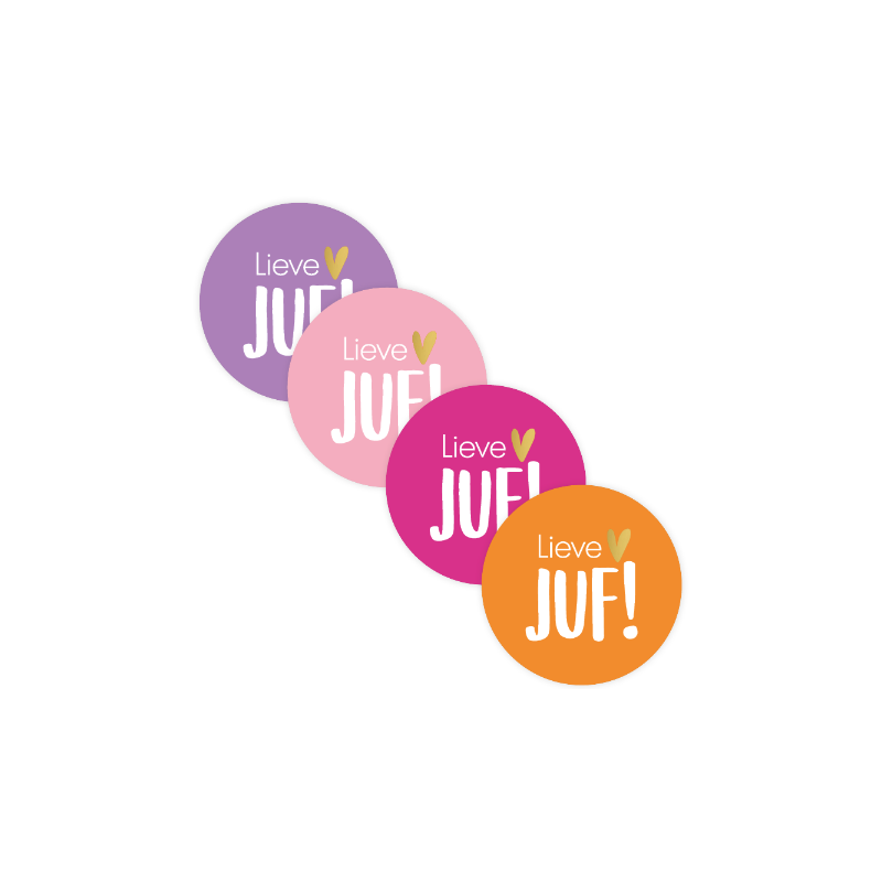 stickermix lieve juf oranje roze lila