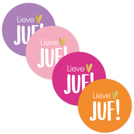 stickermix lieve juf oranje roze lila
