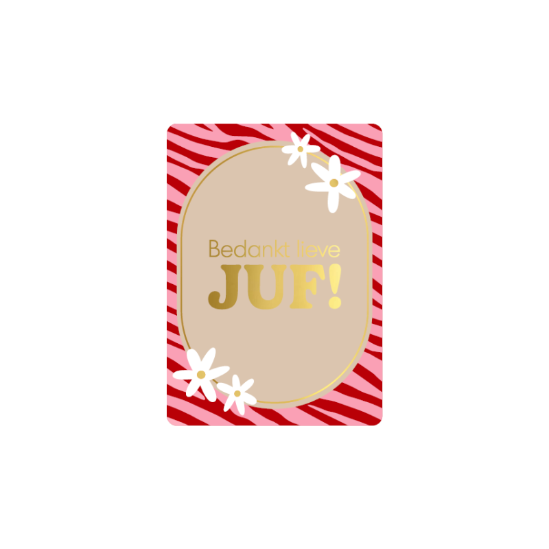 minikaart bloemen bedankt lieve juf