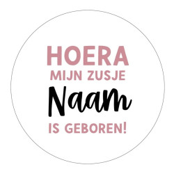 stickervel zusje geboren roze