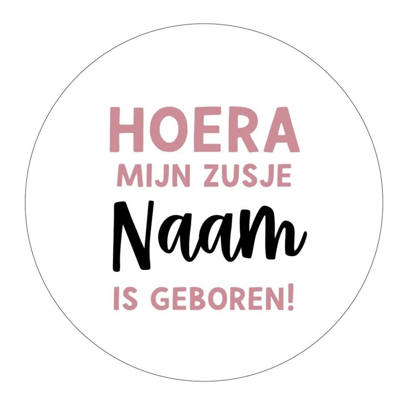 stickervel zusje geboren roze