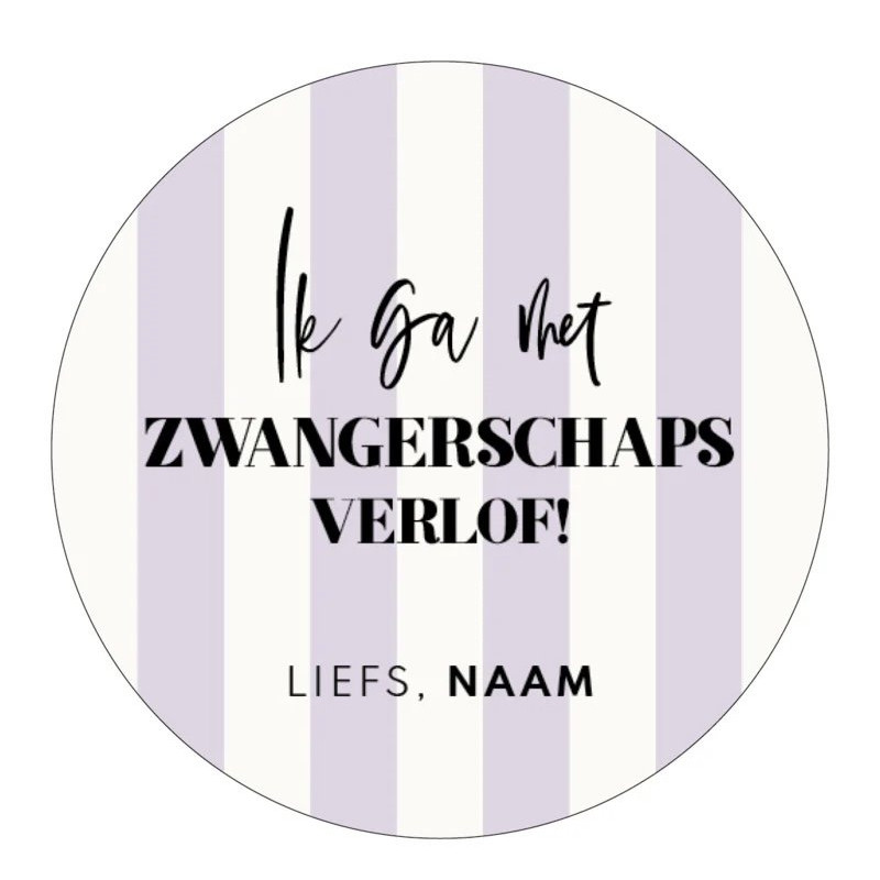Gepersonaliseerd stickervel 24 stickers - Ik ga met zwangerschaps verlof! Liefs, Naam