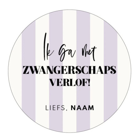 Gepersonaliseerd stickervel 24 stickers - Ik ga met zwangerschaps verlof! Liefs, Naam